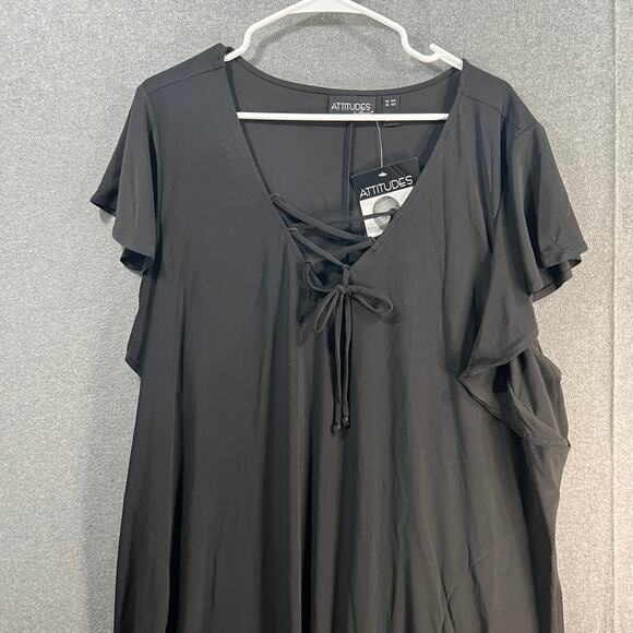 Attitudes by Renee Petite Lace Front Maxi Dress Black 3XP - Picture 7 of 16